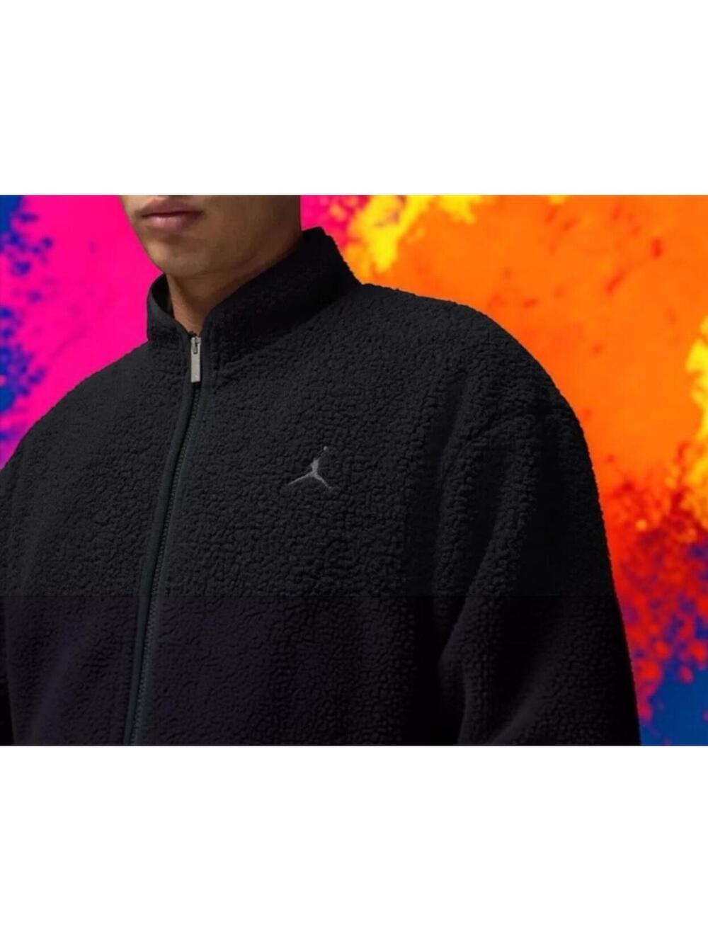 $140 Men’s Nike Jordan Flight High-Pile Fleece Jacket  Black FV7448-010 Size XL
